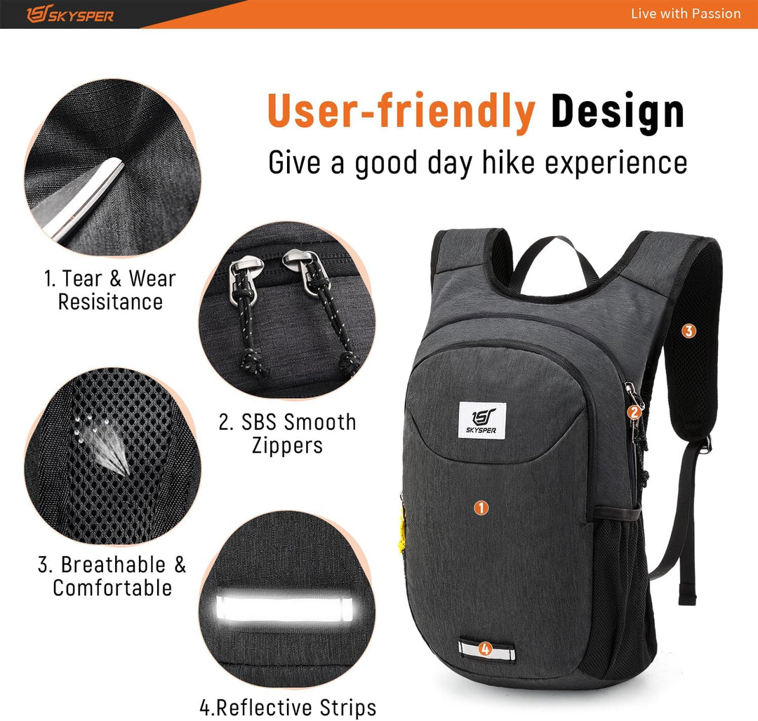 SKYSPER Faltbarer Rucksack 10L Ultraleicht Tagesrucksack Daypack Wanderrucksack Klein Outdoorrucksac