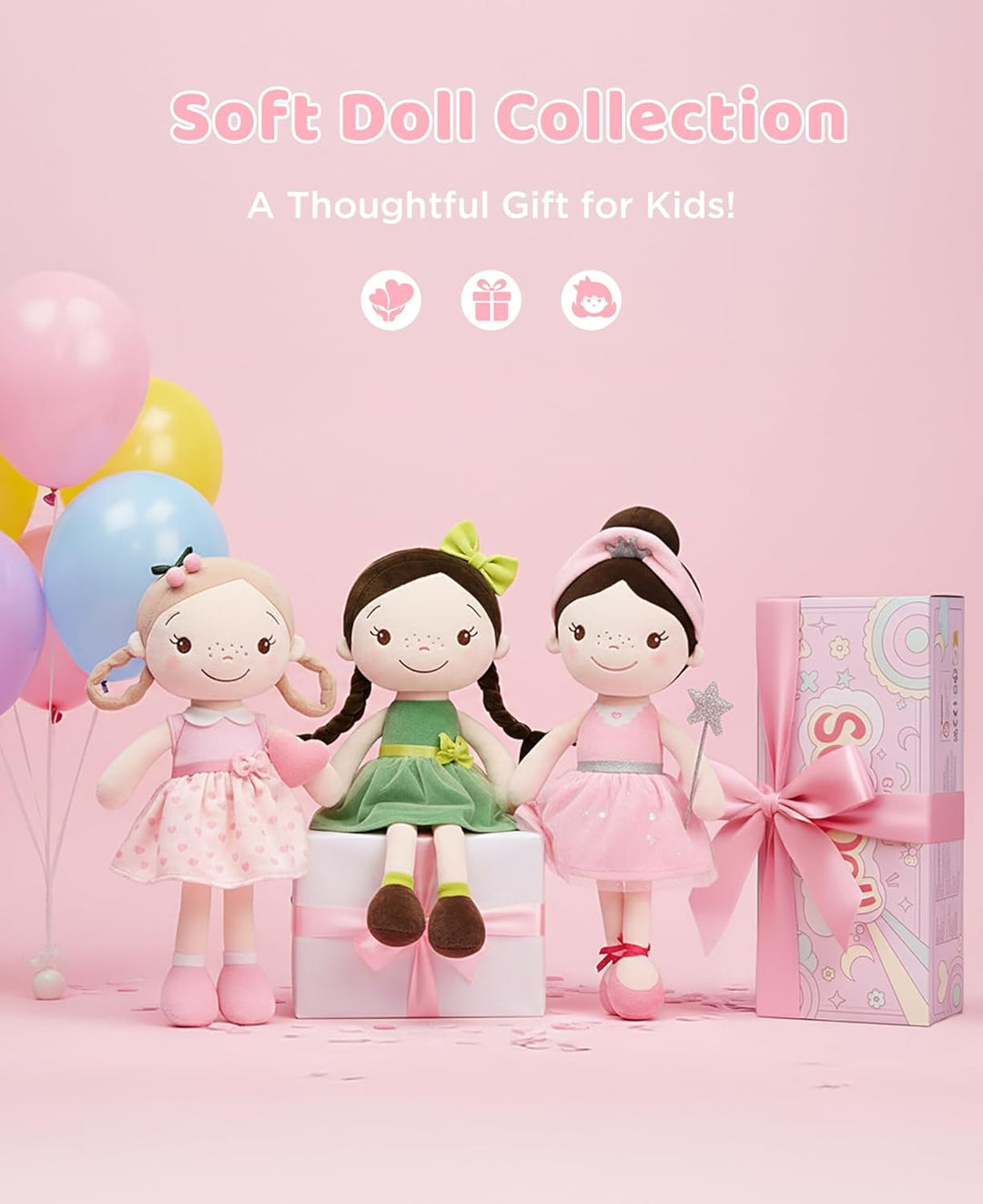 GAGAKU Weiche Stoffpuppe 40cm Schutzengel Puppen, Taufgeschenk für Baby Mädchen Kuscheltier Glücksbr