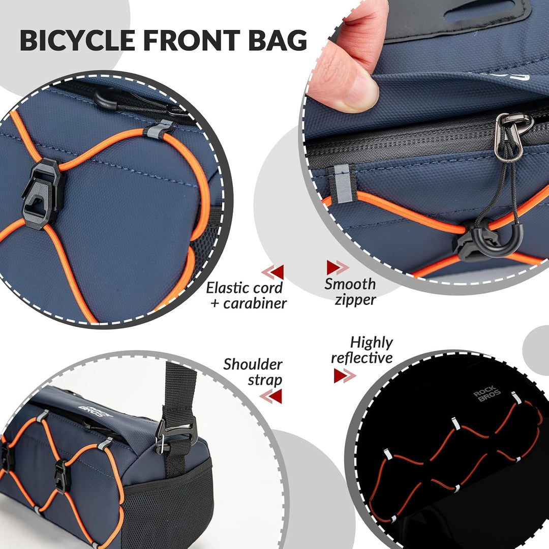 ROCKBROS Fahrrad Lenkertasche 2,2L als Umhängetasche | Fahrradtasche vorne mit abnehmbarem Tragegurt