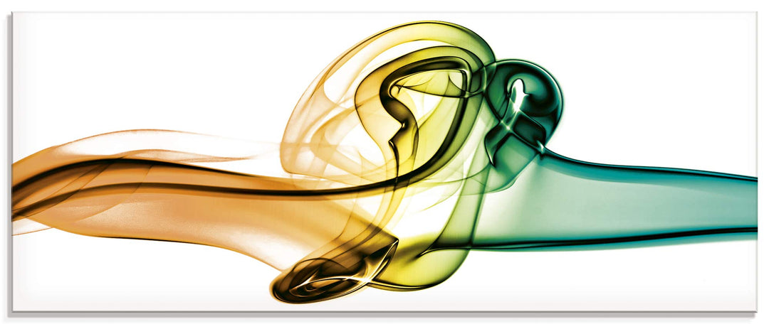 ARTland Glasbilder Wandbild Glas Bild einteilig 125x50 cm Querformat Abstrakte Kunst Rauch Wellen Fa