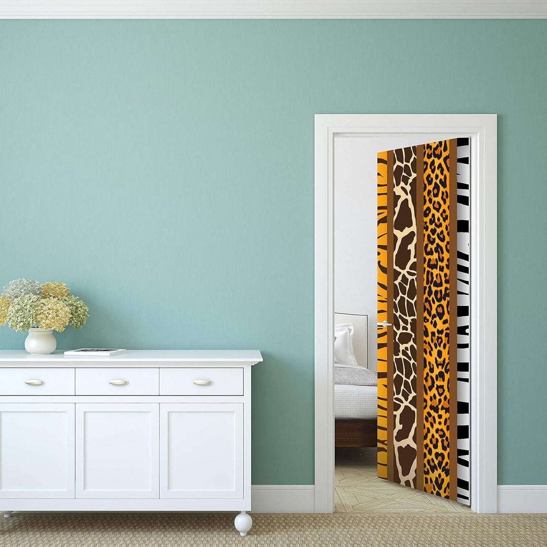 wandmotiv24 Türtapete Afrika Tiermuster 70 x 200cm (B x H) - Dekorfolie selbstklebend Sticker für Tü
