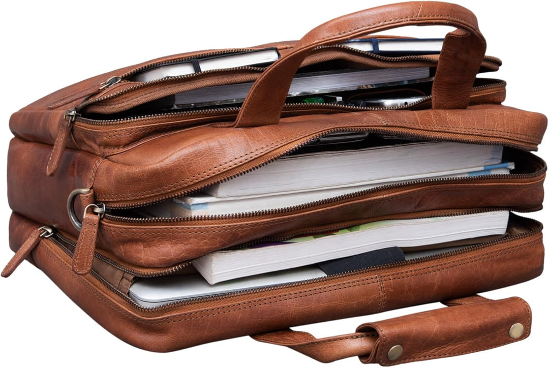STILORD 'Explorer' Lehrertasche Leder Herren Damen Aktentasche Büro Schulter- oder Umhängetasche für