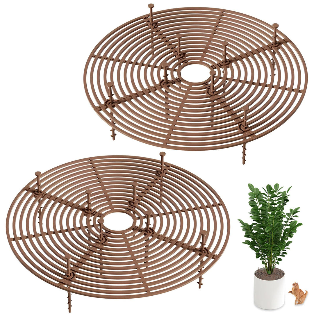 Blumentopfschutz, 2 Pcs Grosses Schneidbare Blumentopfgitter mit Tiefen Pfählen,Blumentopf-Abdeckung