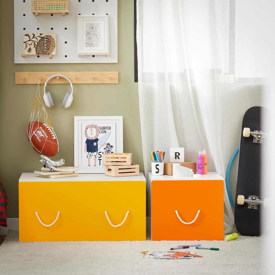 SoBuy KMB74-W Kinder Spielzeugtruhe Spielzeugkiste mit Deckel Aufbewahrungsbox Kinder Spielzeugbox S
