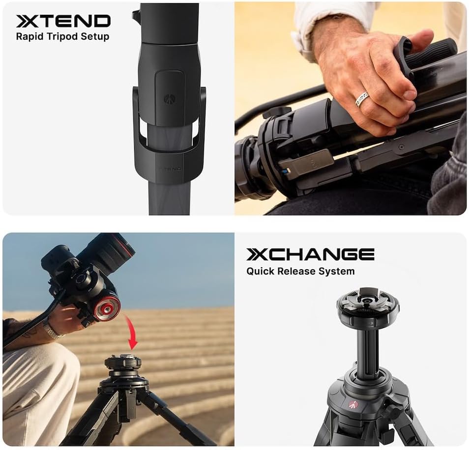 Manfrotto 500X Fluid Videokopf mit ONE Hybrid Carbon Stativ – Foto & Video Stativ Kit, 5kg Traglast,