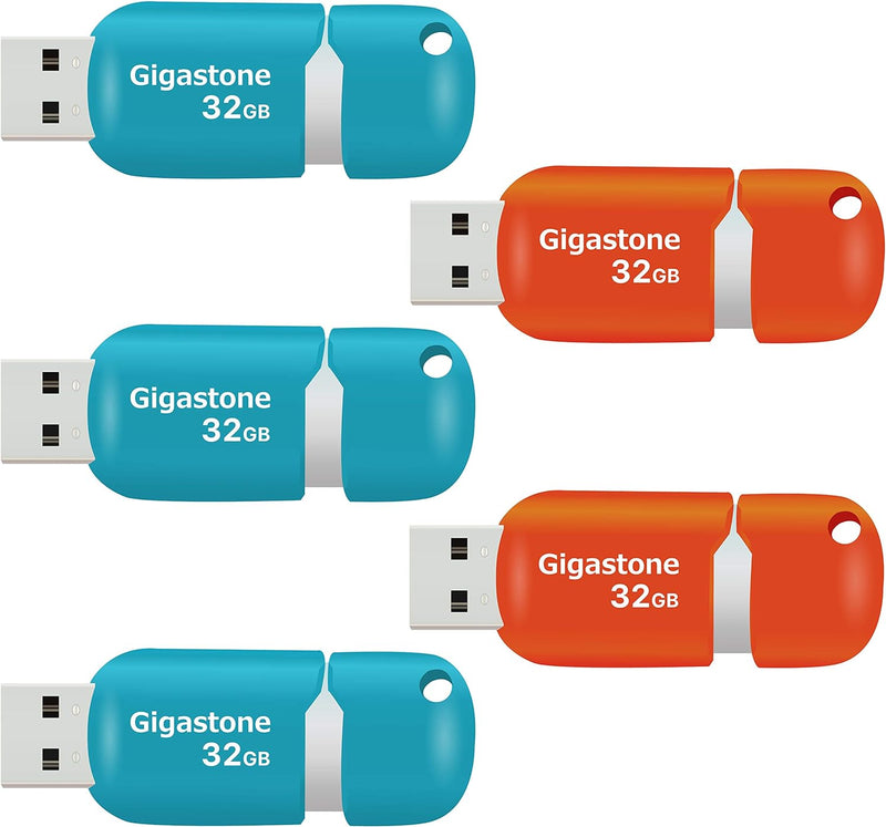 Gigastone V10 32GB 5er-Pack USB 2.0 Flash-Laufwerk, Einziehbare Tasten für MacBook Laptop, Windows M