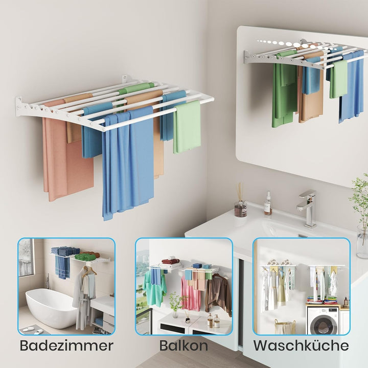 Innotic Wäscheständer Wandmontage Klappbar, Platzsparend, 60cm | Rostfrei, Wasserdicht, Wandwäschetr