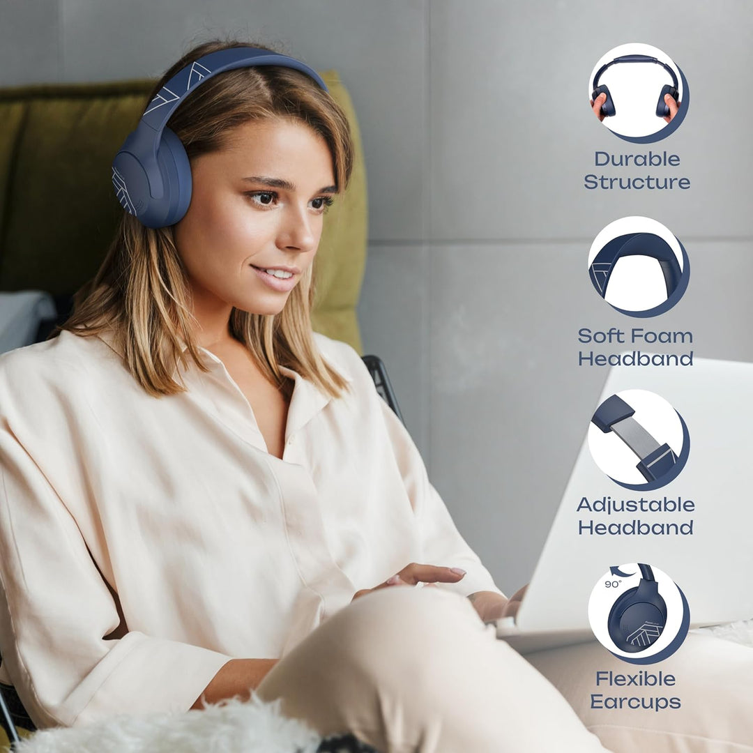 PowerLocus Bluetooth Kopfhörer Over Ear, 50 Std Spielzeit, 4 EQ-Modi, Kopfhörer Kabellos Faltbarer m