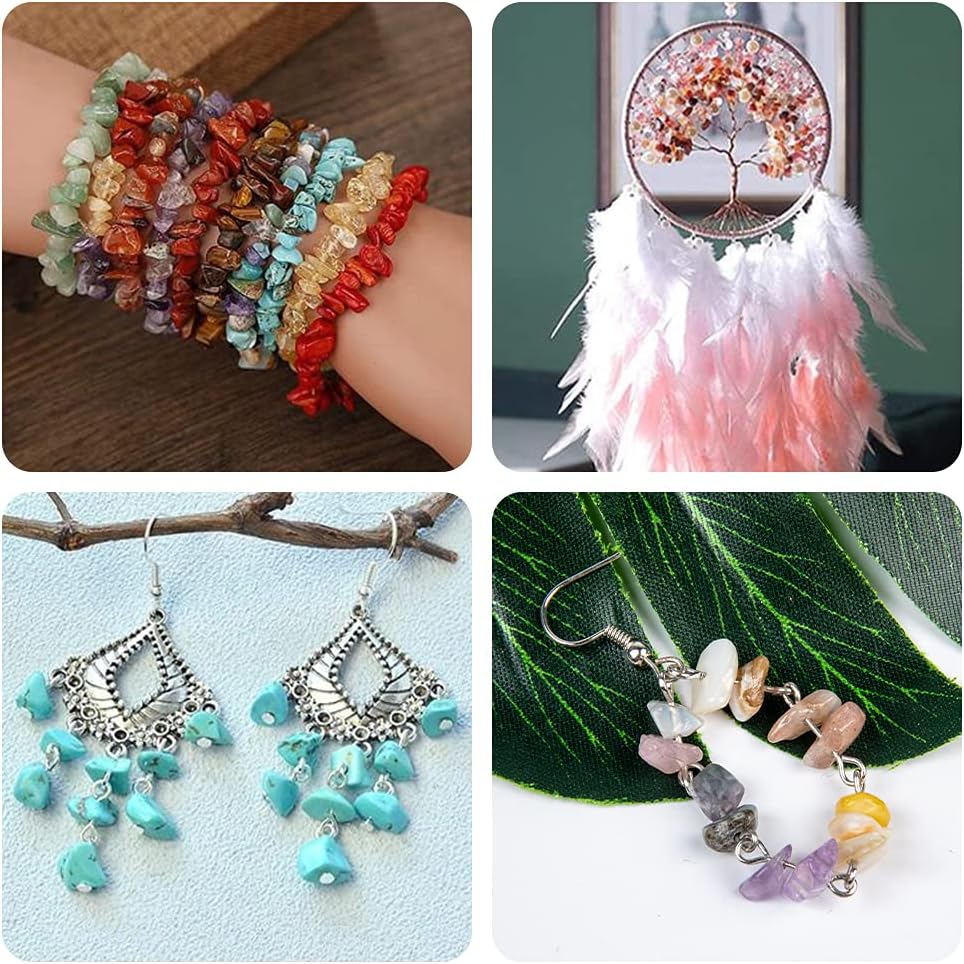 HONGTEYA Schmuck Selber Machen Set, 24 Farben Natürliche Edelstein-Perlen,5–7 mm Steinperlen, 1073 S