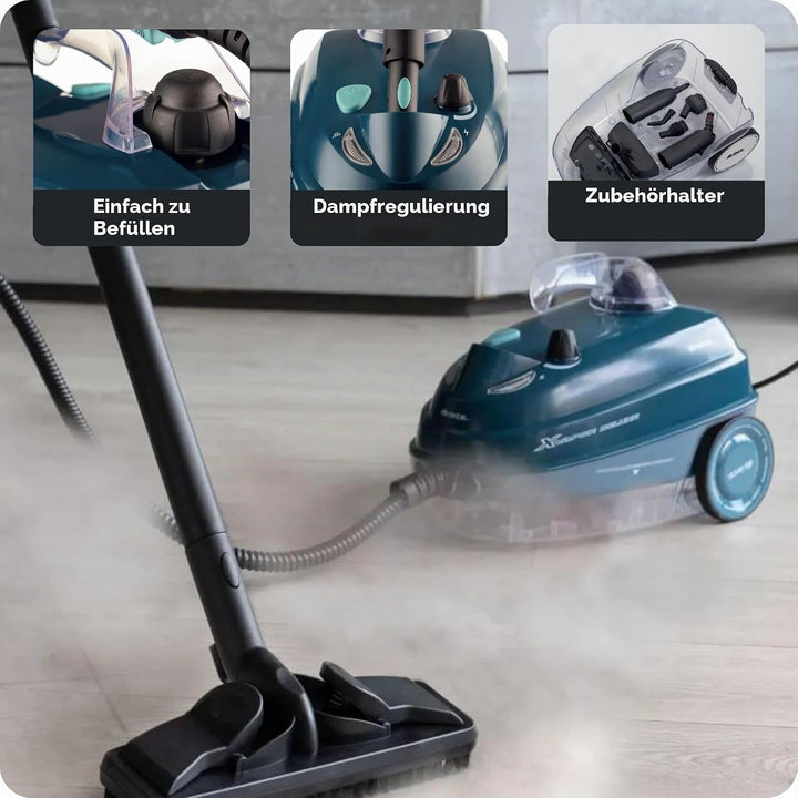 Ariete 4146 XVapor Deluxe, mobiler Dampfreiniger, 5 bar, integriertes Zubehörfach, Betriebsdauer bis