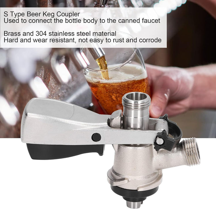 DEWIN G5/8 Bierfass Kupplung, S-Typ Bierfass Kupplung Edelstahl Bierfass Verteilerhahn Brauzubehör K