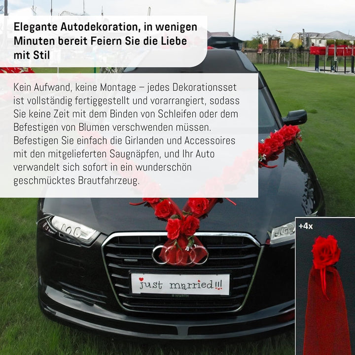 Rosen Girlande Braut Paar Rose Deko Dekoration Autoschmuck Hochzeit Car Auto Wedding ®Auto-schmuck D