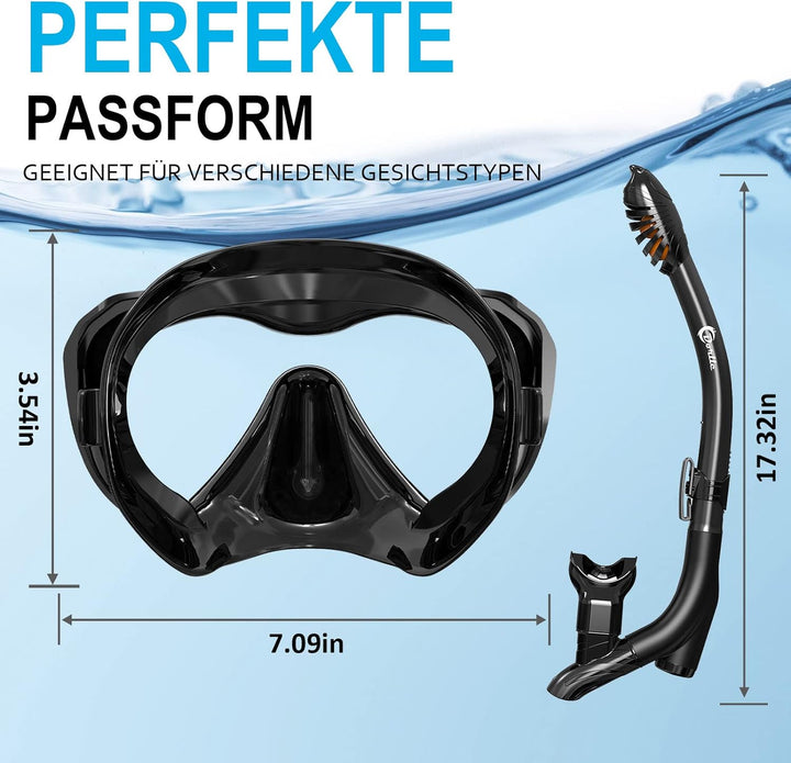 Dorlle Schnorchelset, Neu Verbesserte Panorama Schnorchelmaske, wasserdichte Tauchmaske Anti-Fog Ant