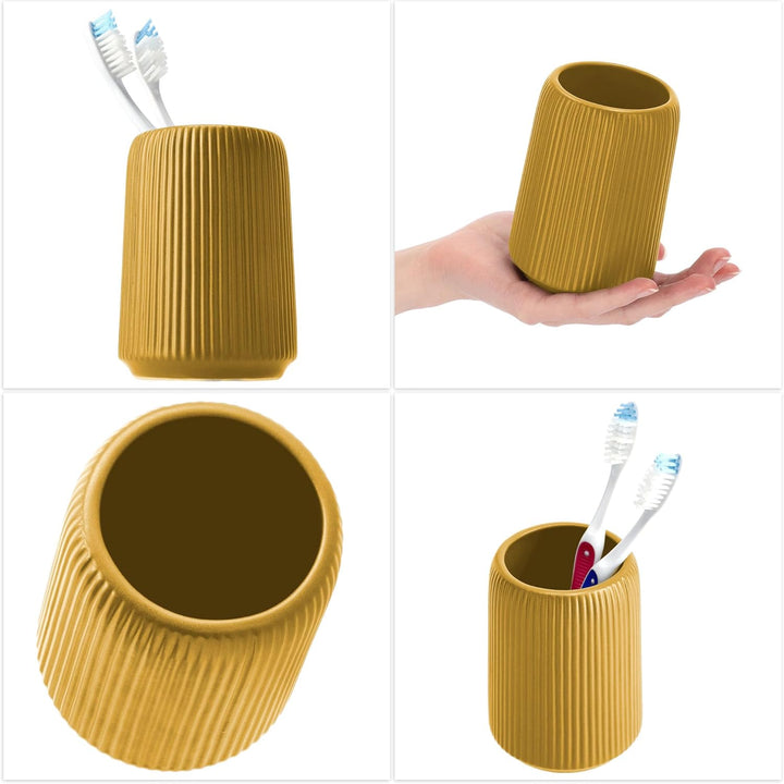 KADAX Badezimmer Zubehör Set, Modernes Badzubehör, Badaccessoires aus Keramik, Bad Accessoires (Gelb