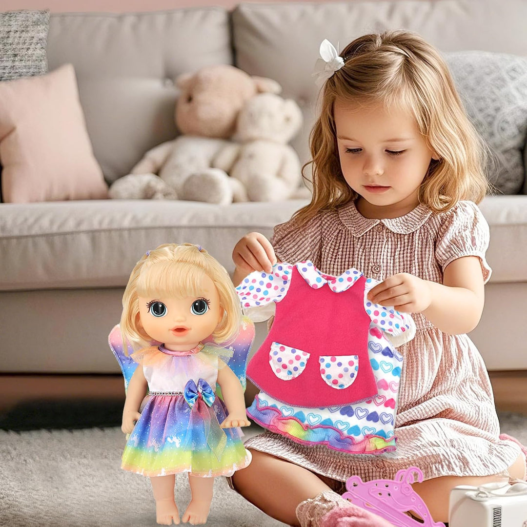 6 Sets Puppenkleidung, 30-35cm Puppenkleider Babypuppe Spielzeit Outfits mit 6 Aufhänger, 12-14 Zoll