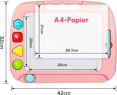 SGILE Grosse Magnetische Maltafel Zaubertafel, 42x32cm Zeichentafel Zaubermaltafel Malbrett mit 4 Fo