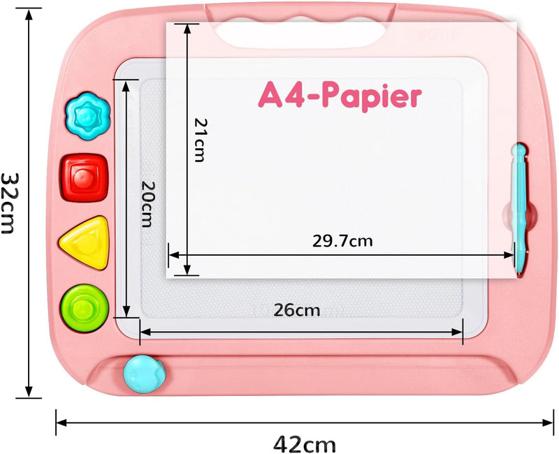 SGILE Grosse Magnetische Maltafel Zaubertafel, 42x32cm Zeichentafel Zaubermaltafel Malbrett mit 4 Fo