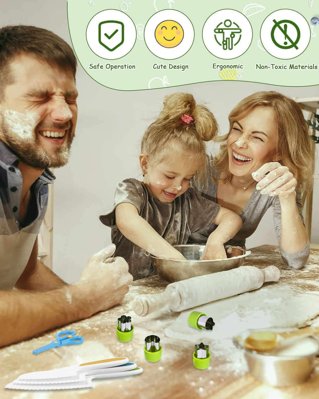 Montessori-Küchenmesser für Kinder ab 2 Jahren, 20 Stück, zum Schneiden und Kochen von Obst oder Gem