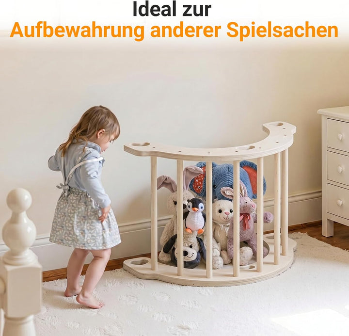 COSYLAND Montessori Kletterbogen mit Kissen, Kletterbogen ab 1 Jahr, Holzwippe für Kinder, Motorik-S