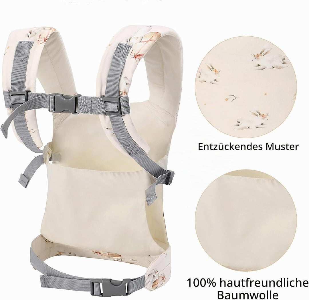 Miracle Baby Babypuppentrage für Kinder, Vorder- und Rückentrage mit verstellbaren Trägern für Mädch