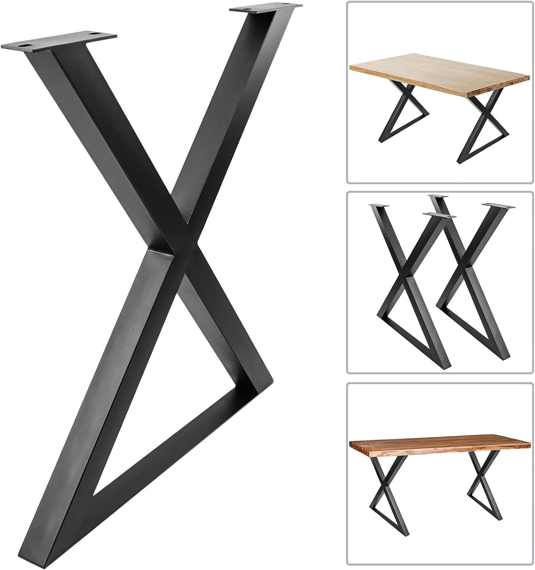 PrimeMatik - Tischbeine in 'X' aus Stahl 680 x 50 x 710 mm 2-Pack