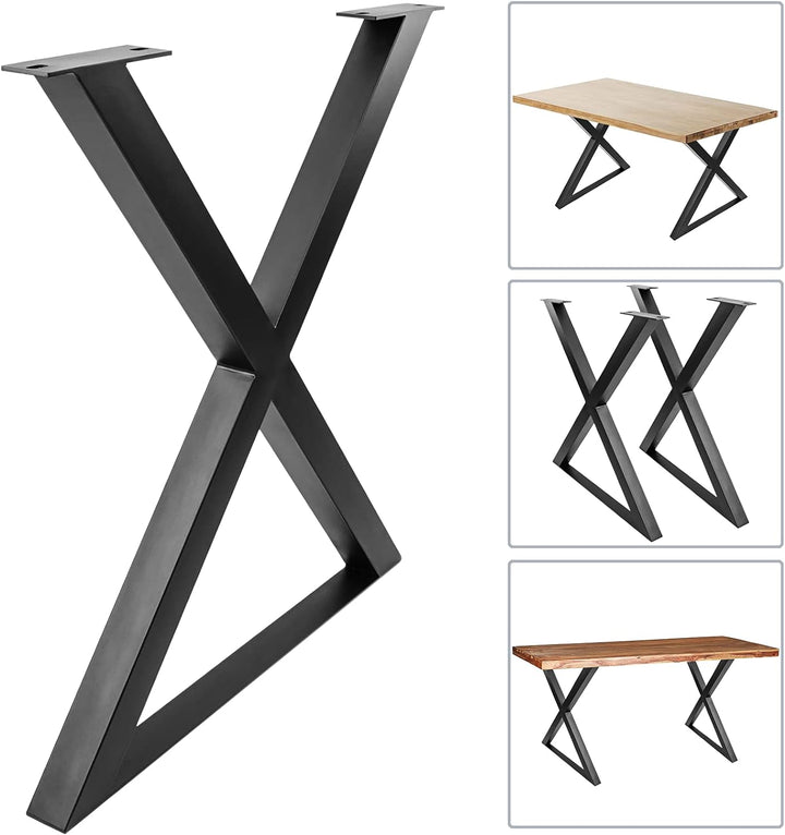 PrimeMatik - Tischbeine in 'X' aus Stahl 680 x 50 x 710 mm 2-Pack
