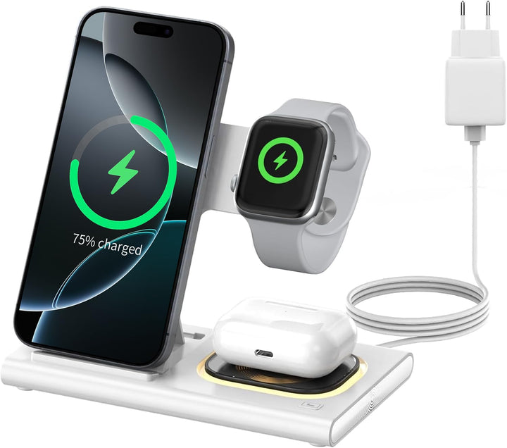 Aimtel 3 in 1 Induktive Ladestation Faltbare&Nachtlichter Kompatibel mit iPhone 17/17 Pro/17 Pro Max