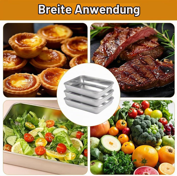 Panierschalen Set 3-Teilig, 25x20x5cm Edelstahl Schale Rechteckig,PanierstrassE Set,Panierstrasse mi