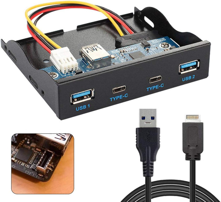 cablecc USB 3.1 Frontpanel Header auf USB-C & USB 3.0 HUB 4 Ports Frontpanel Motherboard Kabel für 3