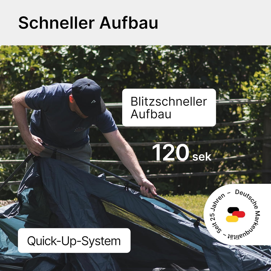 qeedo Quick Villa Familienzelt (für 4 oder 5 Personen) mit Quick-Up Schnellaufbau-System - Wasserdic