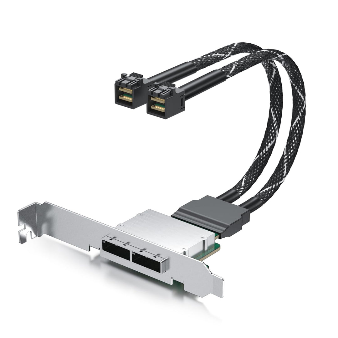 10Gtek MiniSAS HD SFF-8643 to SFF-8088 Dual-Channel Adapter Cable, 12Gbps/6Gbps SAS 3.0/2.0, 30AWG f