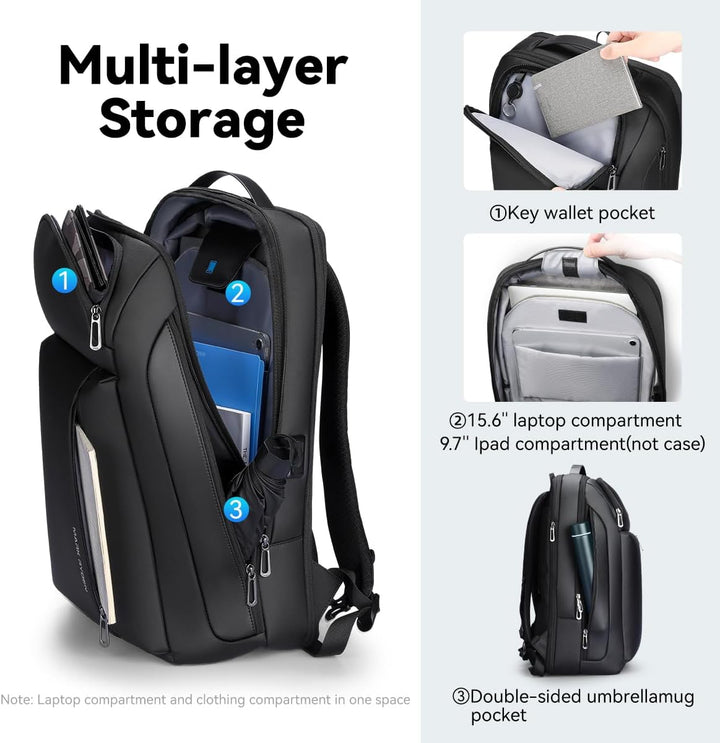 MARK RYDEN Erweiterbarer 25L-35L Grosse Kapazität Laptop Rucksack, Business Rucksack Herren für 15.6