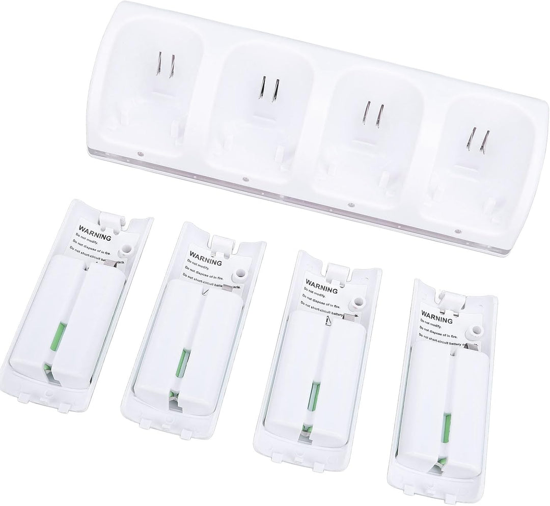 Fernbedienungs-Ladegerät, 4-in-1-Ladestation mit 4 Wiederaufladbaren 2800-mAh-Batterien, mit LED-Anz