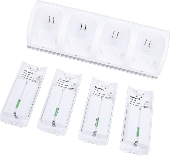 Fernbedienungs-Ladegerät, 4-in-1-Ladestation mit 4 Wiederaufladbaren 2800-mAh-Batterien, mit LED-Anz