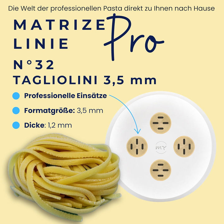 My Trafile – Matrize Linie Pro N°32 Tagliolini 3,5 mm aus POM mit professionellen Einsätzen, kompati