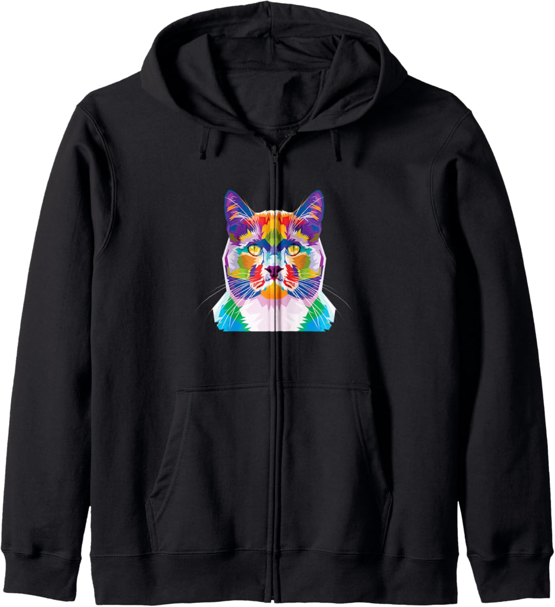 Bunte Katze Niedlich Geometrisches Kätzchen Pop-Art-Stil Ges Kapuzenjacke