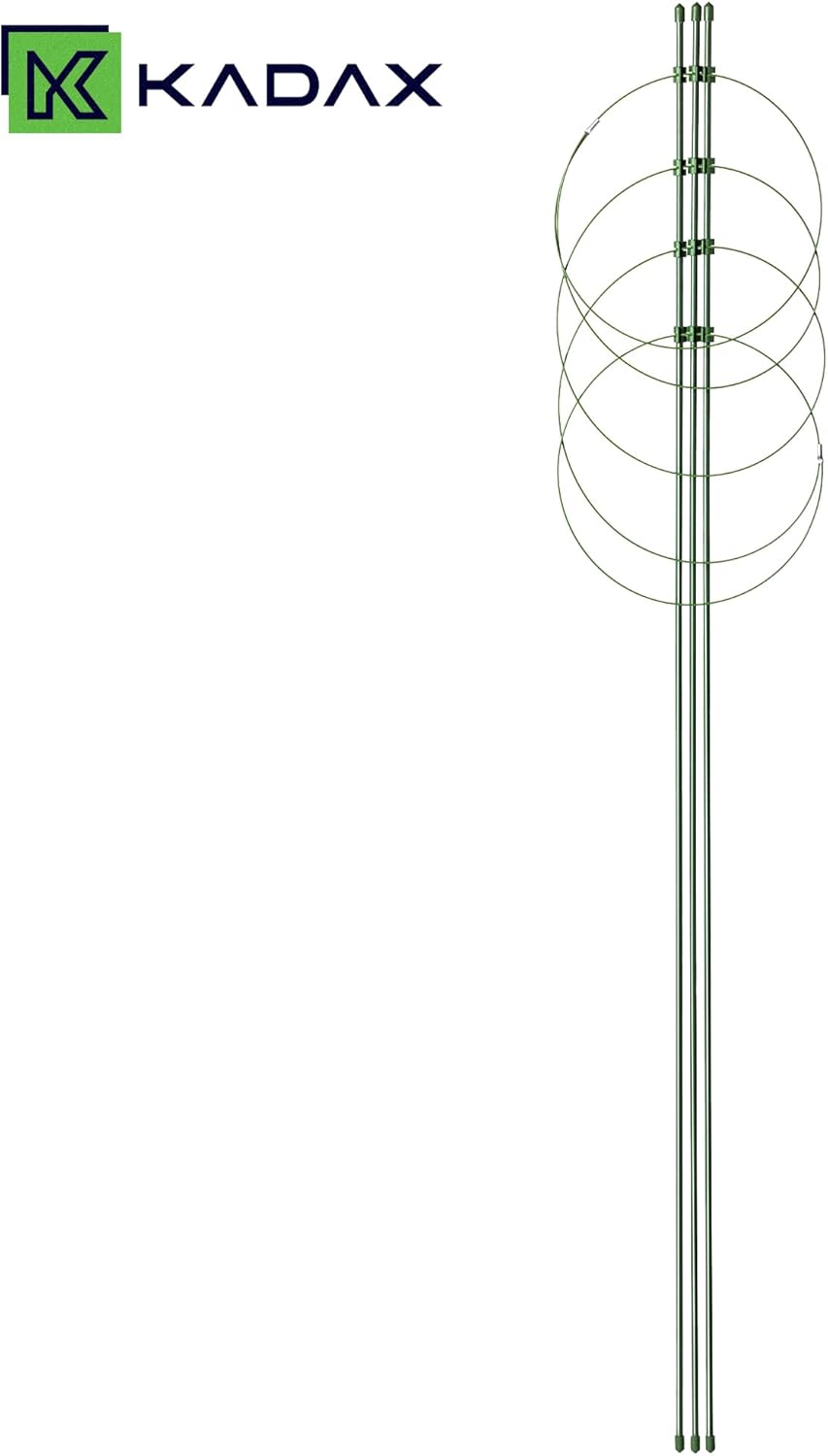 KADAX Pflanzenstütze 150 cm, 6 Stück, Staudenhalter aus beschichtetem Metall, Rund Rankhilfe für Dah