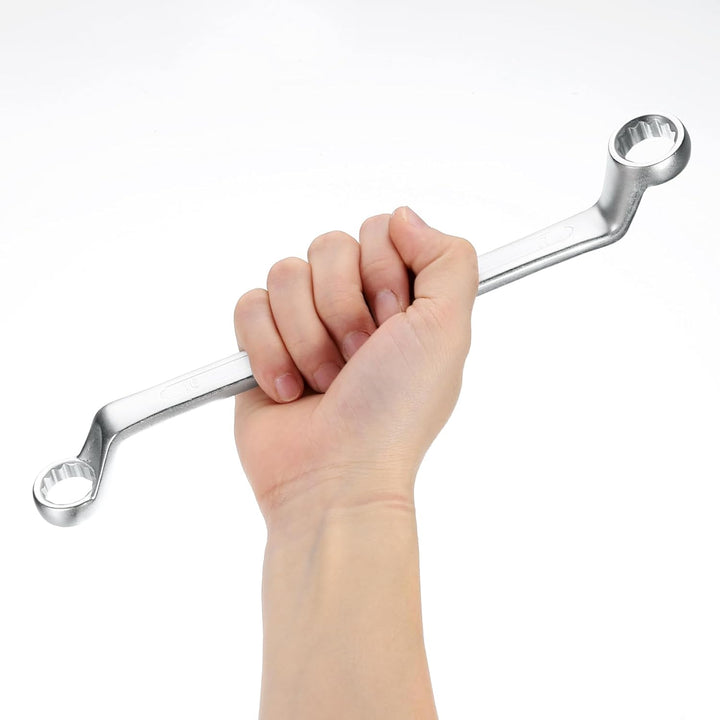 QUARKZMAN Abgewinkelter Extra Langer Ringschlüssel 25 x 28 mm Metrisch 12 Punkt 75 Grad Abgewinkelt