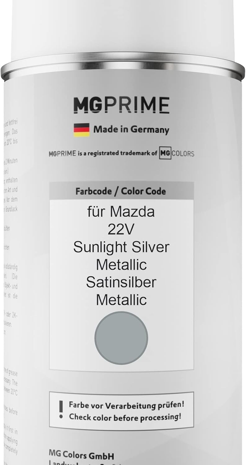 MG PRIME Autolack Sprühdosen Set für Mazda 22V Sunlight Silver Metallic/Satinsilber Metallic Basisla