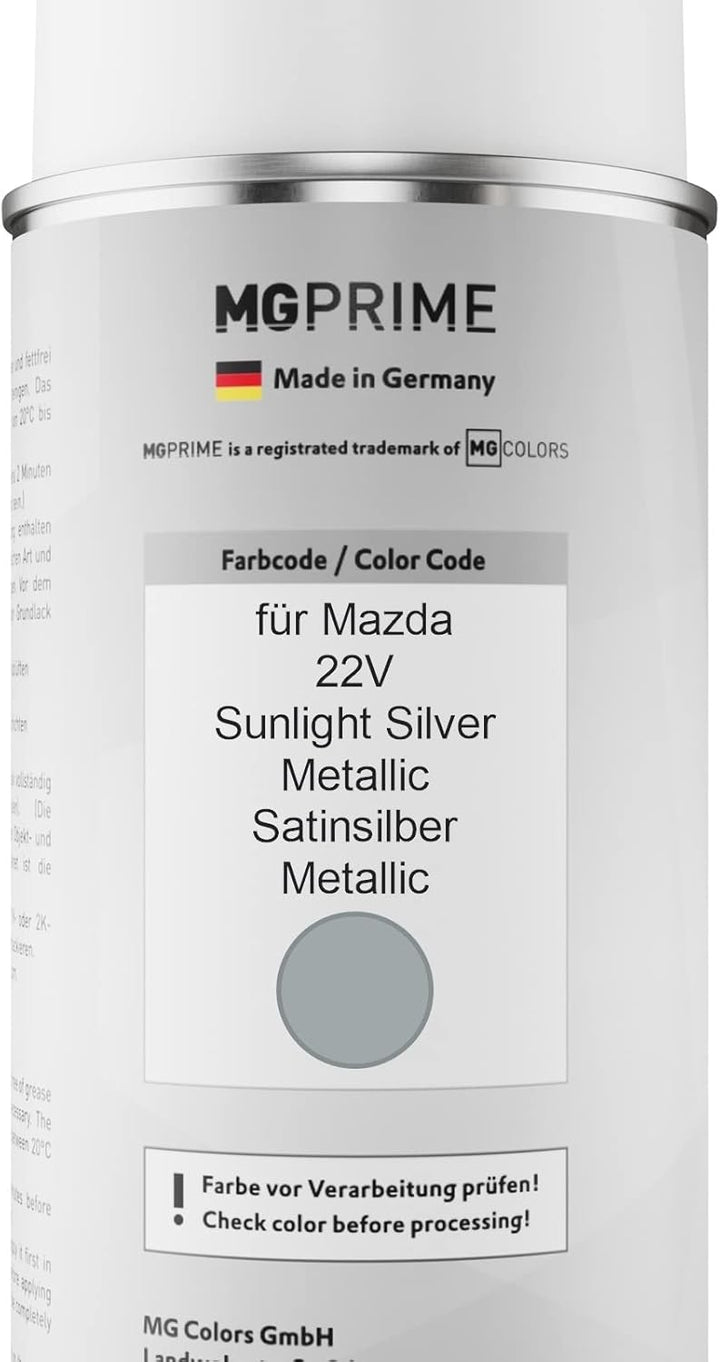 MG PRIME Autolack Sprühdosen Set für Mazda 22V Sunlight Silver Metallic/Satinsilber Metallic Basisla