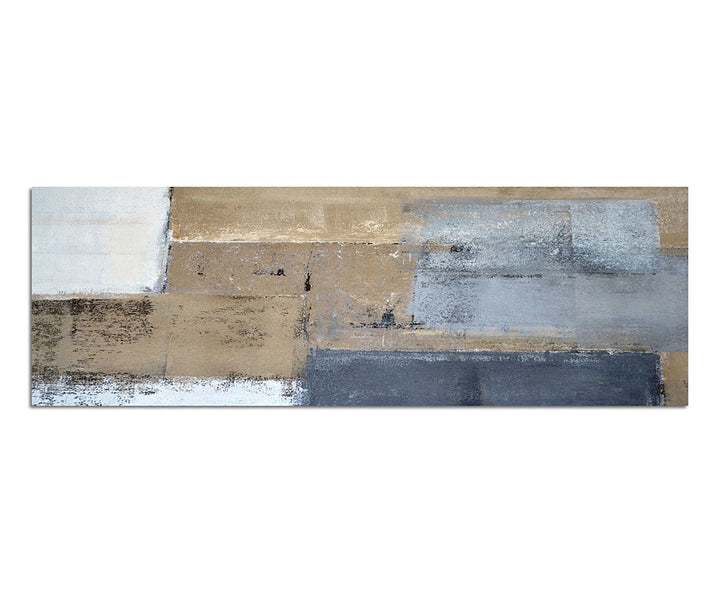 Paul Sinus Art Panoramabild auf Leinwand und Keilrahmen 150x50cm Malerei Kunst abstrakt grau braun