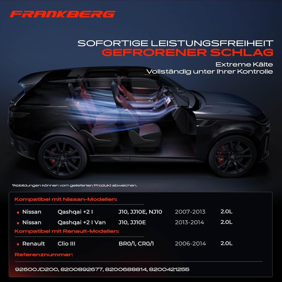 Frankberg Klimakompressor Kompatibel mit Qashqai +2 I J10 JJ10E NJ10 2.0L 2007-2013 Clio III BR0/1 C