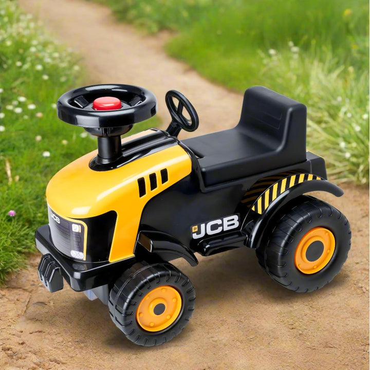 JCB Fastrac Gelb & Schwarz Rutschtraktor | Fuss-zu-Boden Schieber für Kleinkinder | BAU-Rutschauto |