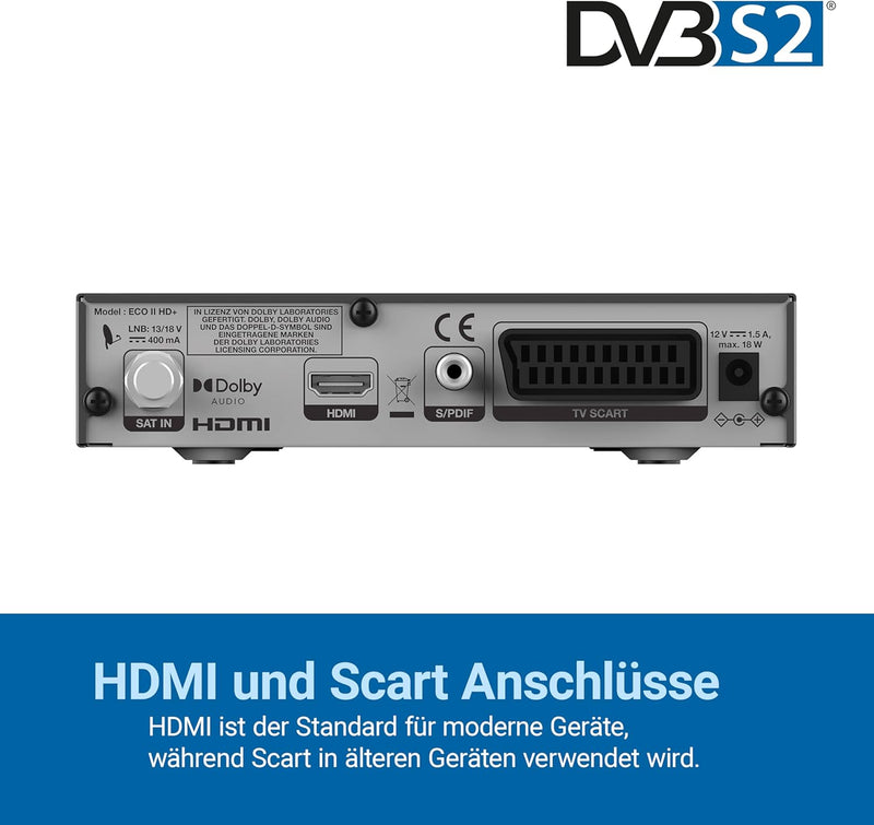 Humax Digital Eco II HD+ Satelliten-Receiver, DVB-S2 (HDTV, USB, geringer Stromverbrauch, HDMI und S