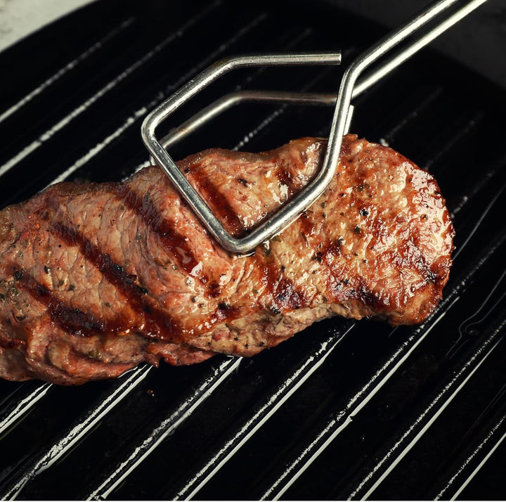 Grillpfanne Gusseisen Steakpfanne Bratpfanne Holzgriff abnehmbar 24 cm Induktion, 24 cm