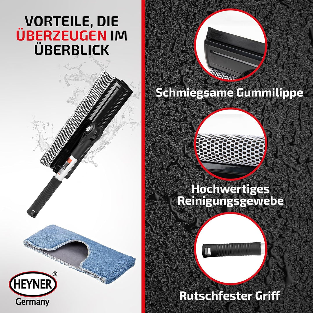 Heyner® Scheibenreiniger faltbar 25cm mit klappbarem Kopf und ergonomischem Griff – inkl. Mikrofaser