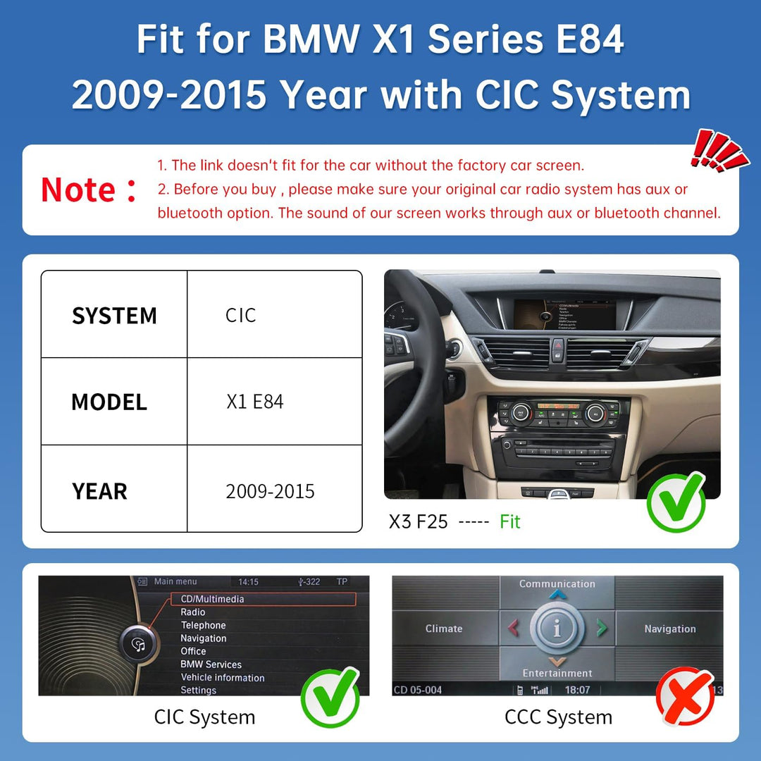 Road Top 12,3 Zoll Ultraschmaler Autoradio Carplay für BMW X1 E84 mit CIC | 2009-2015 Jahr, Linux HD