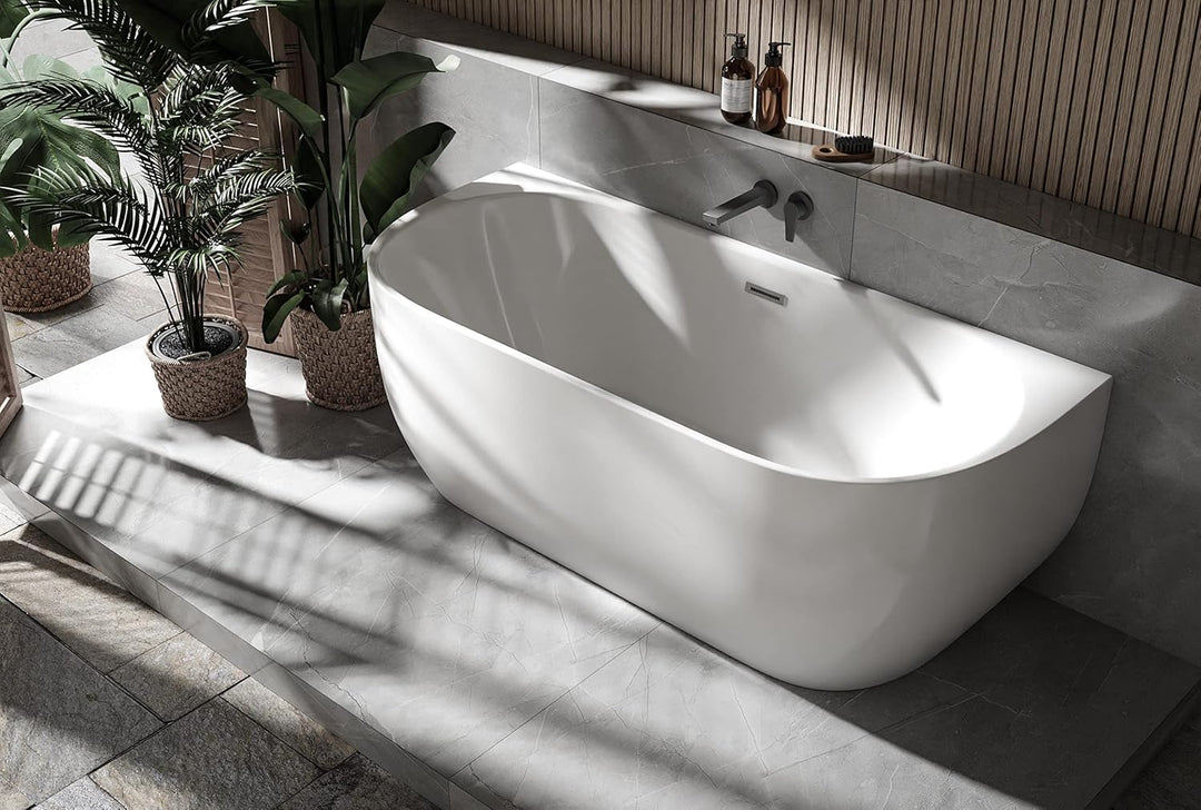 BERNSTEIN Freistehende Badewanne aus Sanitäracryl Wanne mit Doppelwandiger Konstruktion 170 x 75 x 6