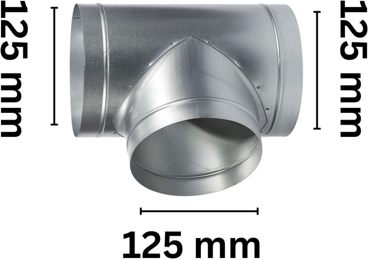 Weedness T-Stück 125 mm - Rohrlüfter Abluft Aktivkohlefilter Grow Lüfter Ablauftschlauch Adapter Kli