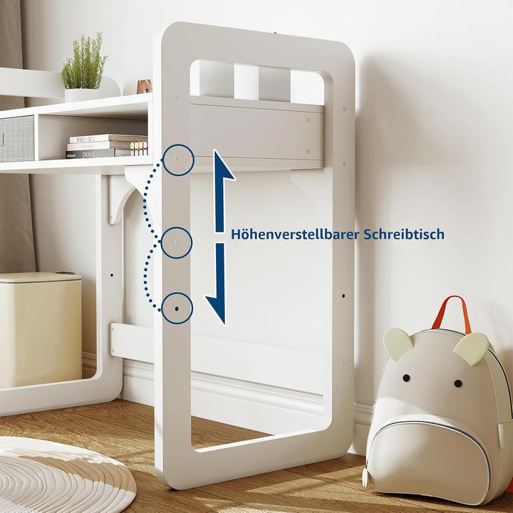 Kinderschreibtisch Mit Stuhl Set, Höhenverstellbarer Kindertisch Mit Stauraum, Ergonomischer MDF Hol